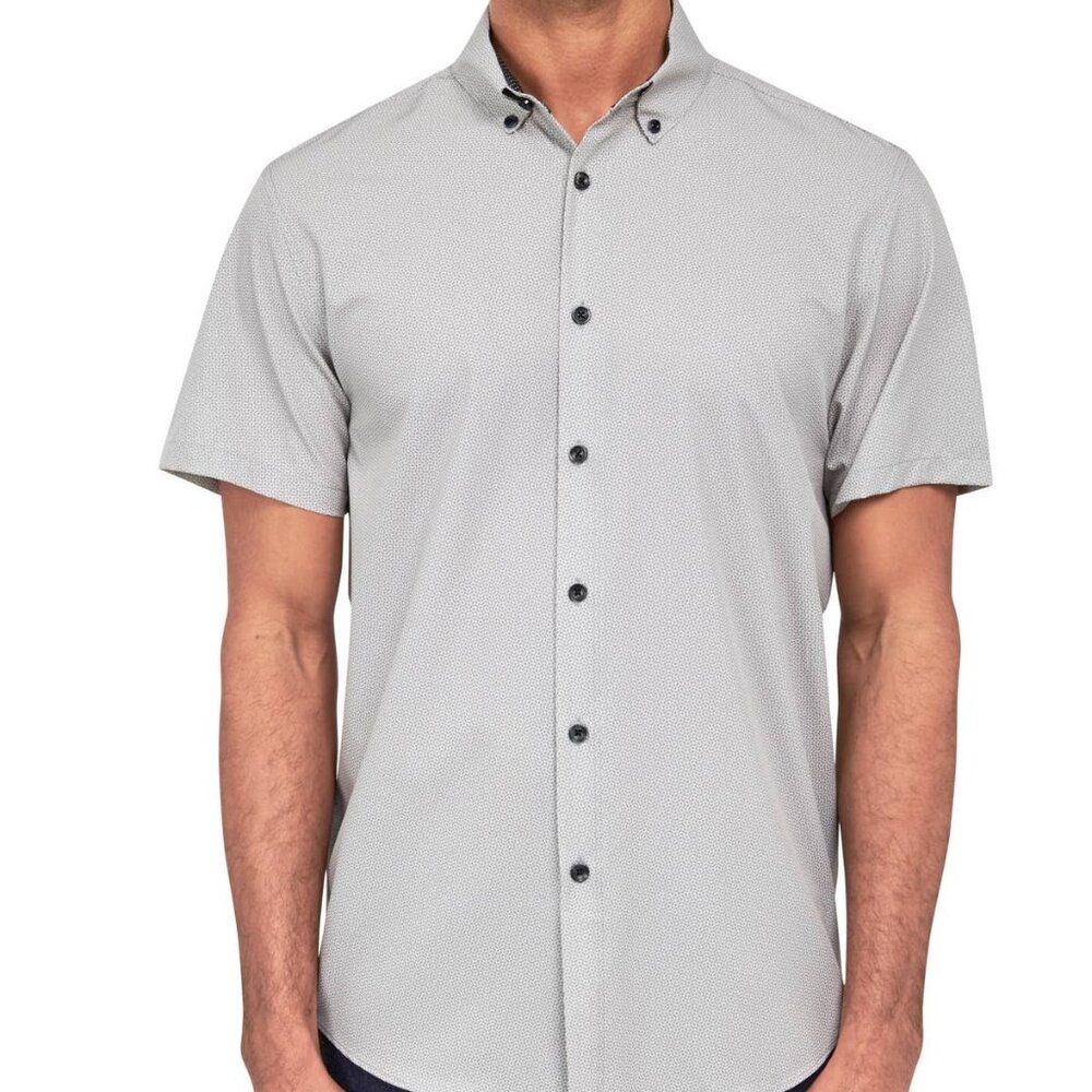 Brooklyn Brigade Green Geo Four-way Stretch Short Sleeve Shirt